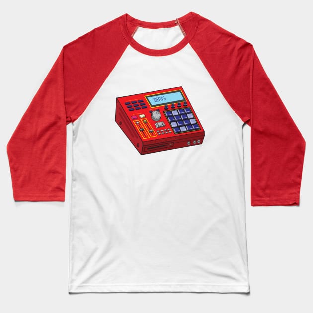 Beat Maker (Red + Cosmic Cobalt Colorway) Analog / Music Baseball T-Shirt by Analog Digital Visuals